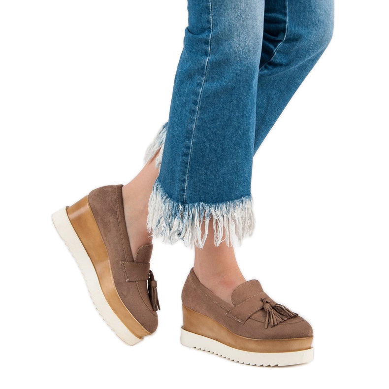 Corina Mocasines de cuña marrón 1