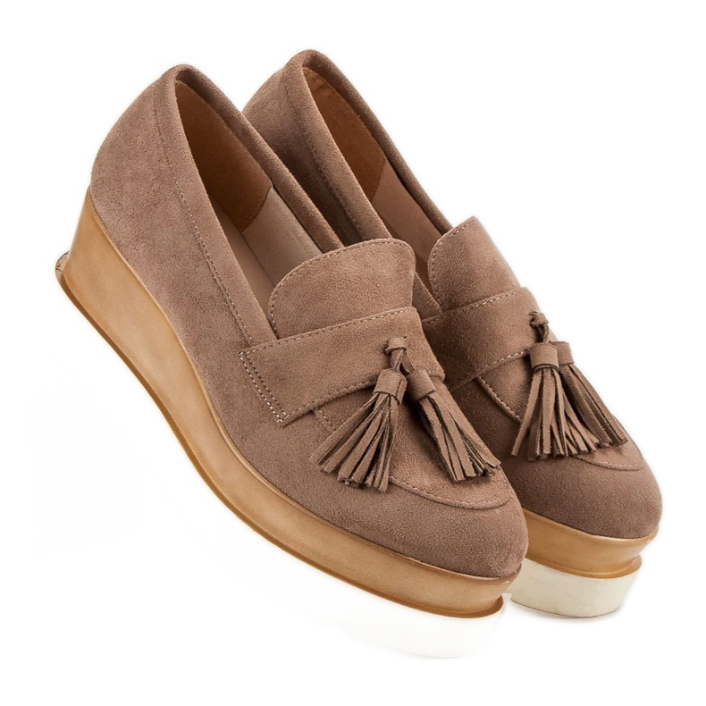 Corina Mocasines de cuña marrón 2