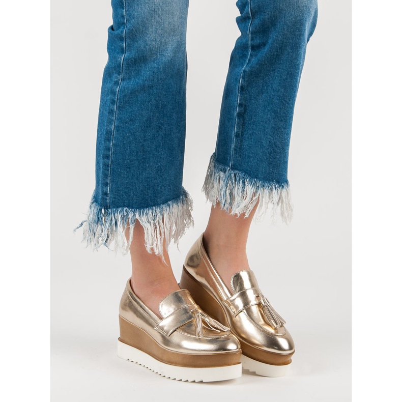 Corina Mocasines dorados con cuña 1 Corina Mocasines dorados con cuña 1