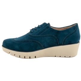 Corina Zapatos cuña turquesa azul 4