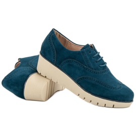 Corina Zapatos cuña turquesa azul 5