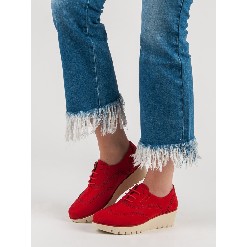 Corina Zapatos de cuña rojos 1