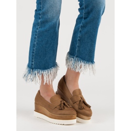 Corina Mocasines con cuña camel marrón 1