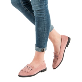 Laura Mode Mocasines de ante en polvo rosado 1