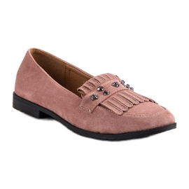 Laura Mode Mocasines de ante en polvo rosado 4