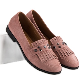 Laura Mode Mocasines de ante en polvo rosado 2