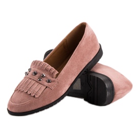 Laura Mode Mocasines de ante en polvo rosado 3