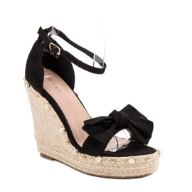 STEPHAN Sandalias Alpargatas Con Lazo negro 4