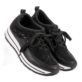 Calzado deportivo con cristales negro 1
