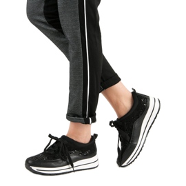 Calzado deportivo con cristales negro 3
