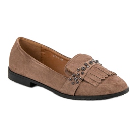 Laura Mode Mocasines beige con pedrería 4