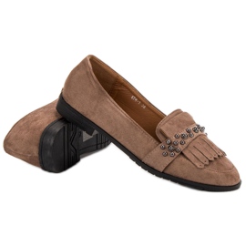 Laura Mode Mocasines beige con pedrería 6