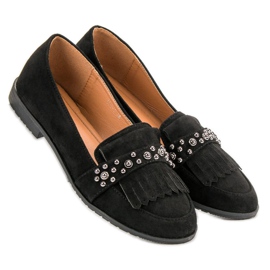 Laura Mode Mocasines negros con pedrería 6