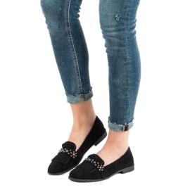 Laura Mode Mocasines negros con pedrería 1