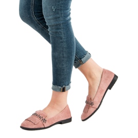 Laura Mode Mocasines en polvo con pedrería rosado 3