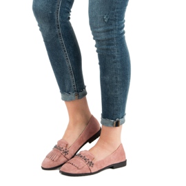 Laura Mode Mocasines en polvo con pedrería rosado 2 Laura Mode Mocasines en polvo con pedrería rosado 2