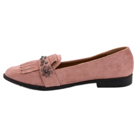 Laura Mode Mocasines en polvo con pedrería rosado 5