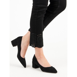 Diamantique Zapatos de tacón de ante en tacón plano negro 2