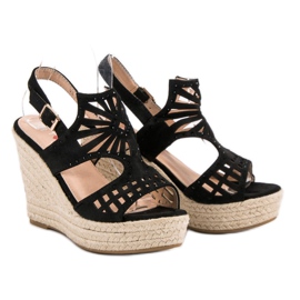 Top Shoes Sandalias de cuña caladas negro 1