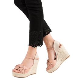 Top Shoes Sandalias en polvo con flores rosa 2