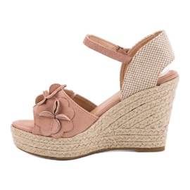 Top Shoes Sandalias en polvo con flores rosado 4