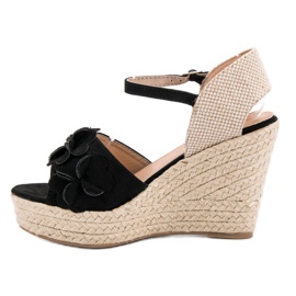 Top Shoes Sandalias negras con flores negro 5