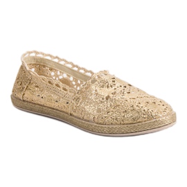 Sweet Shoes Alpargatas de encaje dorado 2