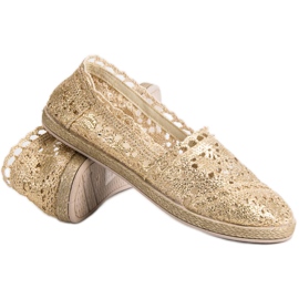 Sweet Shoes Alpargatas de encaje dorado 4