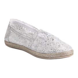 Sweet Shoes Alpargatas de encaje plateadas gris 3