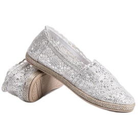Sweet Shoes Alpargatas de encaje plateadas gris 5