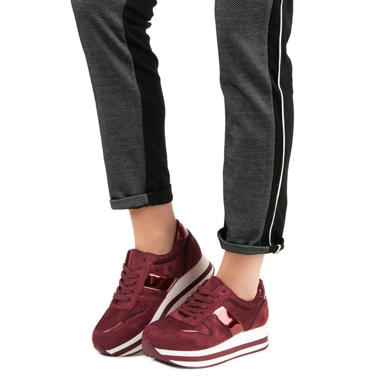Bestelle Zapatillas de color burdeos de moda multicolor rojo 2
