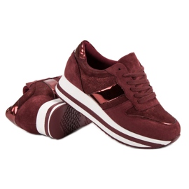 Bestelle Zapatillas de color burdeos de moda multicolor rojo 6