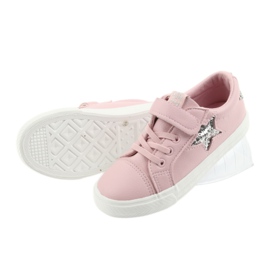Zapatillas Big Star Velcro estrella 374104 rosa gris 5