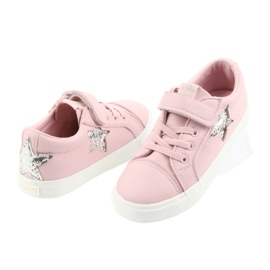 Zapatillas Big Star Velcro estrella 374104 rosado gris 4