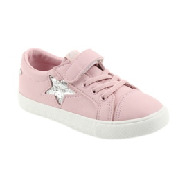 Zapatillas Big Star Velcro estrella 374104 rosa gris 1
