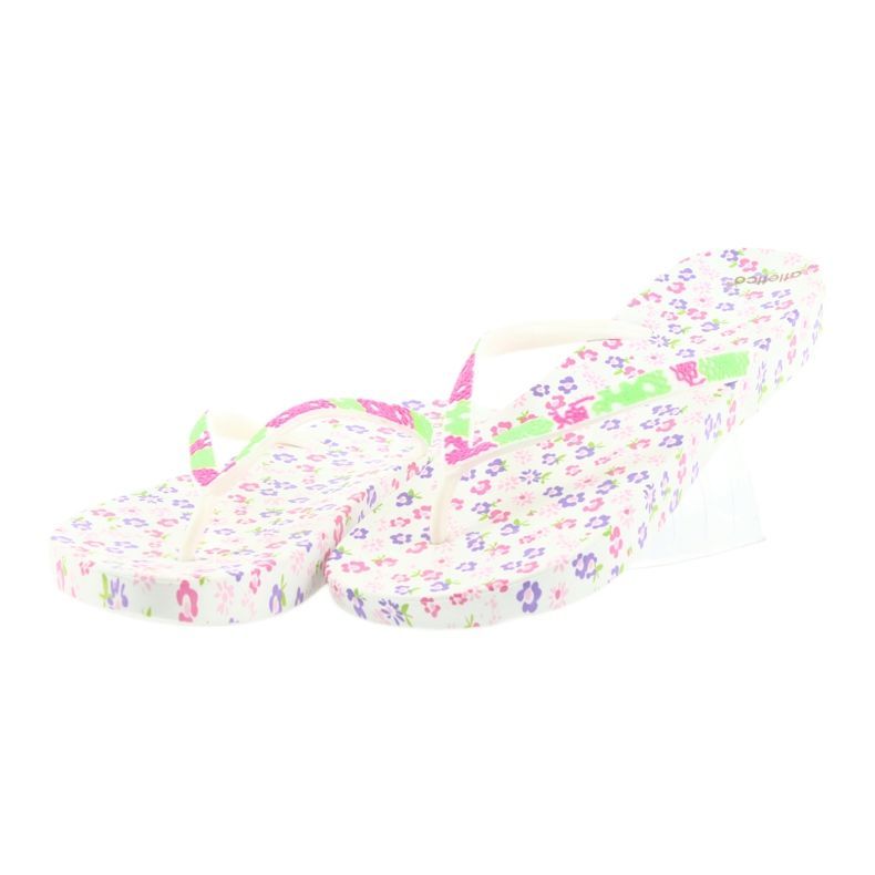 Atletico Chanclas de mujer con flores blanco violeta verde rosado 3 Atletico Chanclas de mujer con flores blanco violeta verde rosado 3