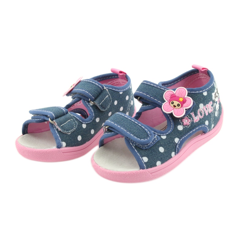 American Club Zapatos para niños zapatillas sandalias jeans gatito americano 39/19 blanco azul rosa 3
