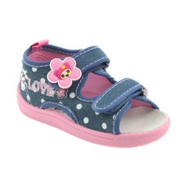 American Club Zapatos para niños zapatillas sandalias jeans gatito americano 39/19 blanco azul rosa 1