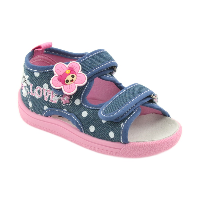 American Club Zapatos para niños zapatillas sandalias jeans gatito americano 39/19 blanco azul rosa 1