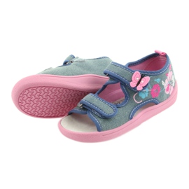American Club Zapatos para niños zapatillas sandalias inserto de cuero americano 37/19 azul rosa 4