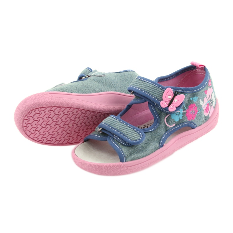 American Club Zapatos para niños zapatillas sandalias inserto de cuero americano 37/19 azul rosa 4