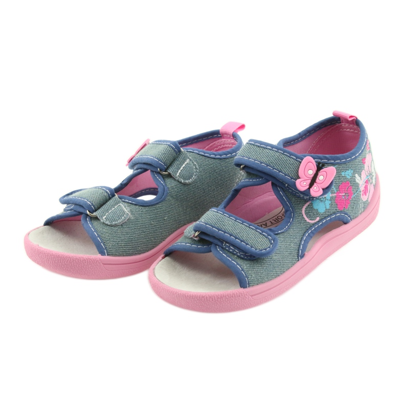 American Club Zapatos para niños zapatillas sandalias inserto de cuero americano 37/19 azul rosa 3