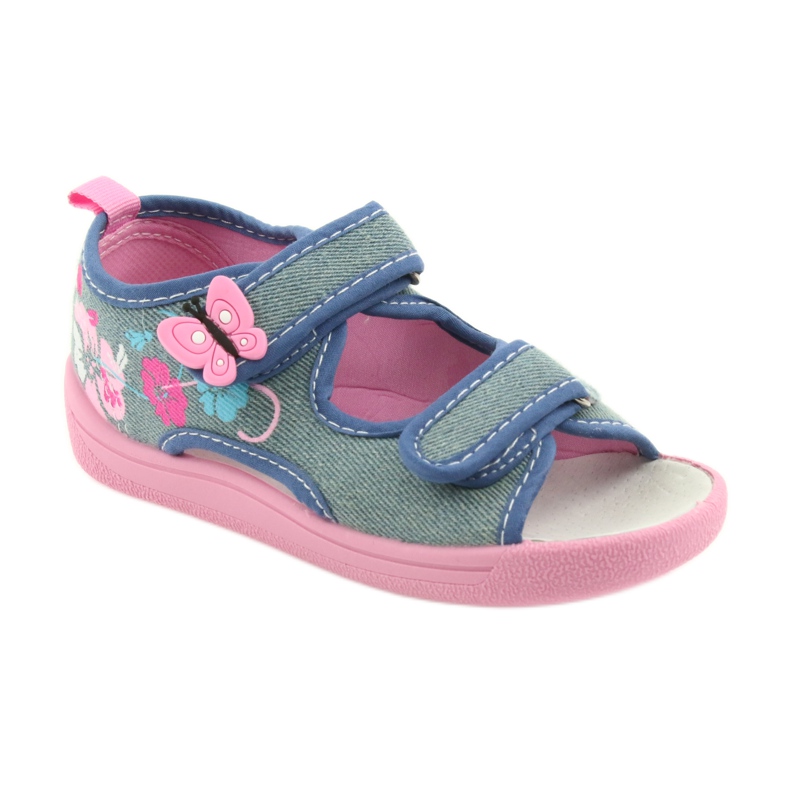 American Club Zapatos para niños zapatillas sandalias inserto de cuero americano 37/19 azul rosado 1