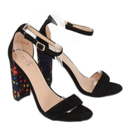 Sandalias de tacón negras 708-24 Black negro multicolor 2