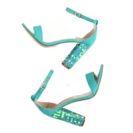 Sandalias tacón menta 708-24 Azul multicolor 2