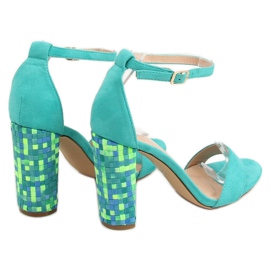 Sandalias tacón menta 708-24 Azul multicolor 3