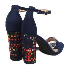 Sandalias de tacón azul marino 708-24 Navy multicolor 2