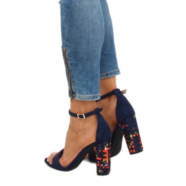 Sandalias de tacón azul marino 708-24 Navy multicolor 4