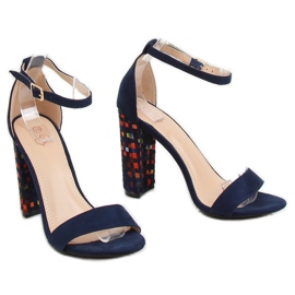 Sandalias de tacón azul marino 708-24 Navy multicolor 5