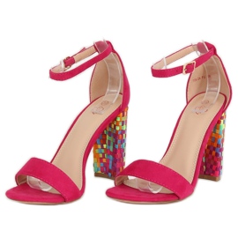 Sandalia tacón fucsia 708-24 Fucsia multicolor rosado 2